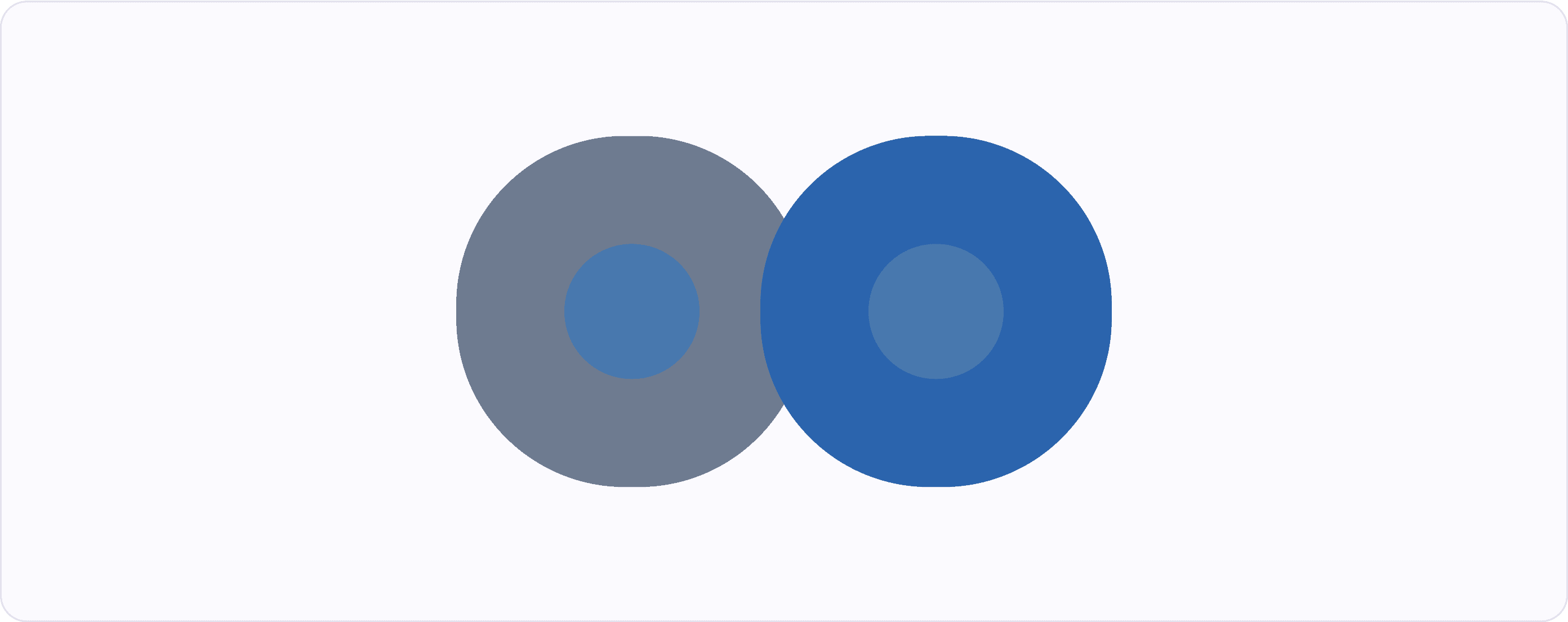 Two circles with differently saturated blue with a blue dot inside them. Showing how the perceived saturation of the dot changes.