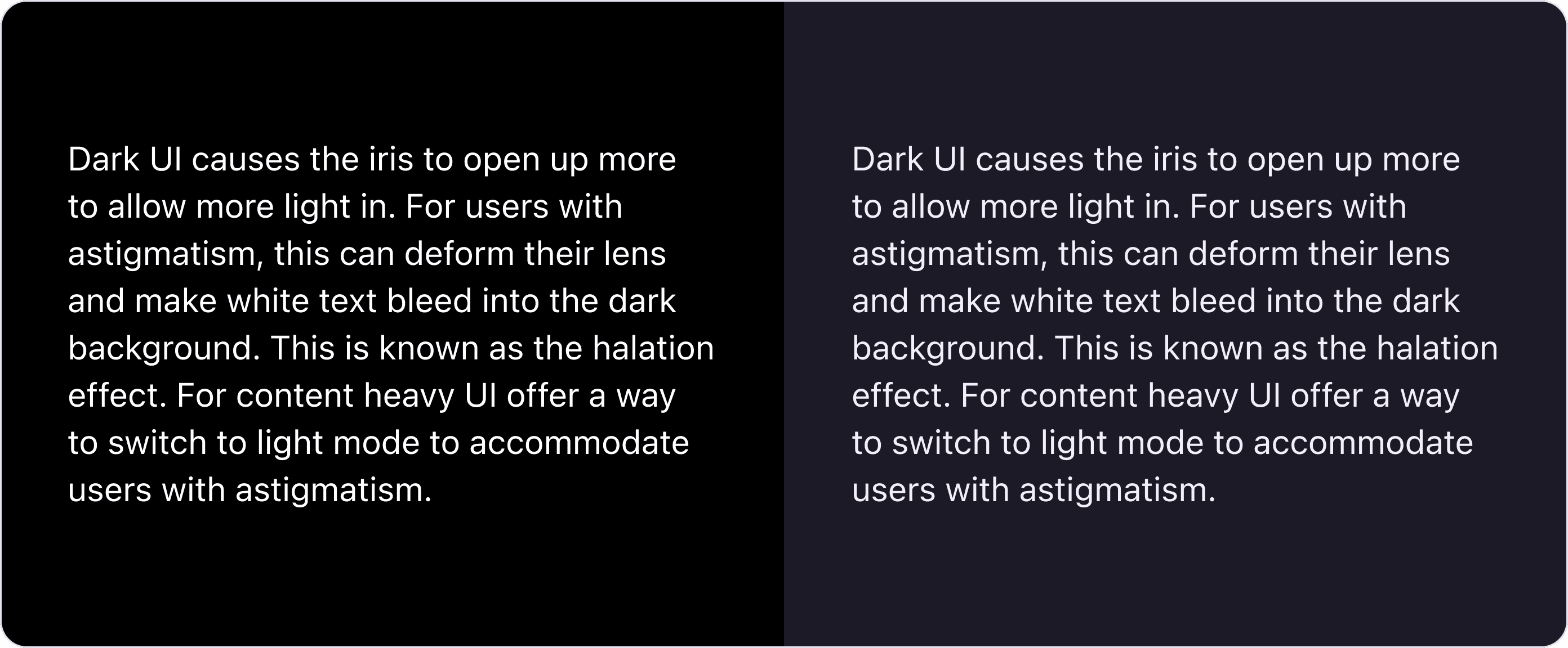 Astigmatism comparison text