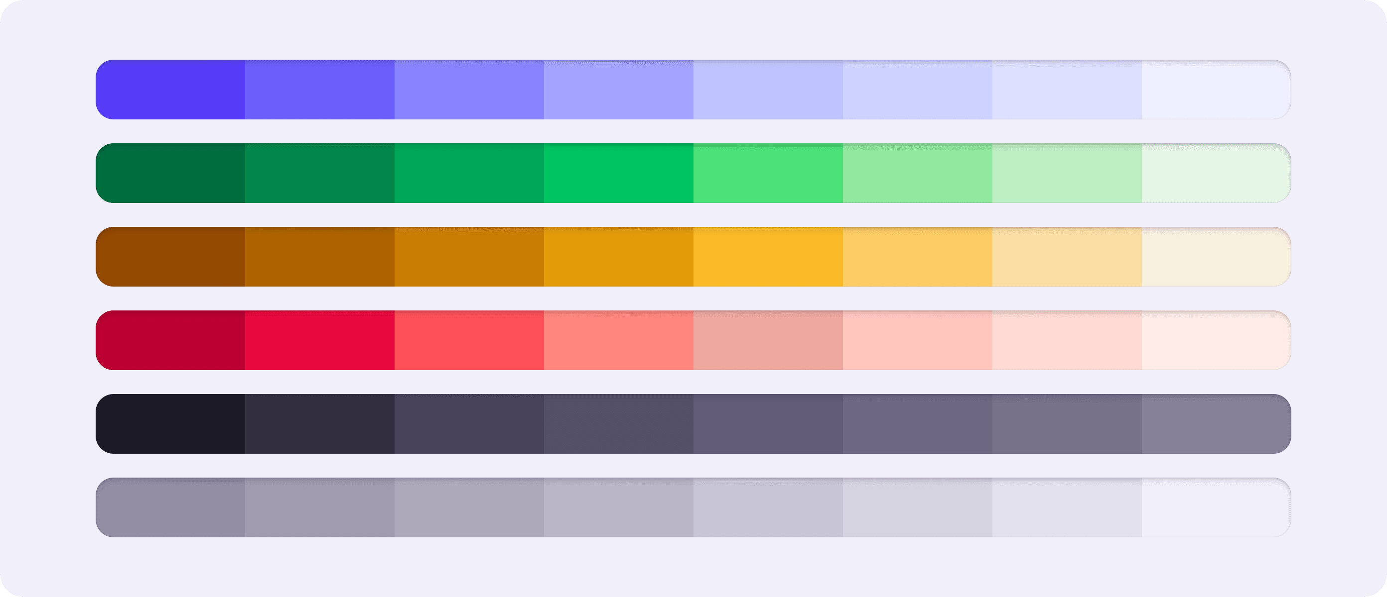 Color palette with shades created from base colors