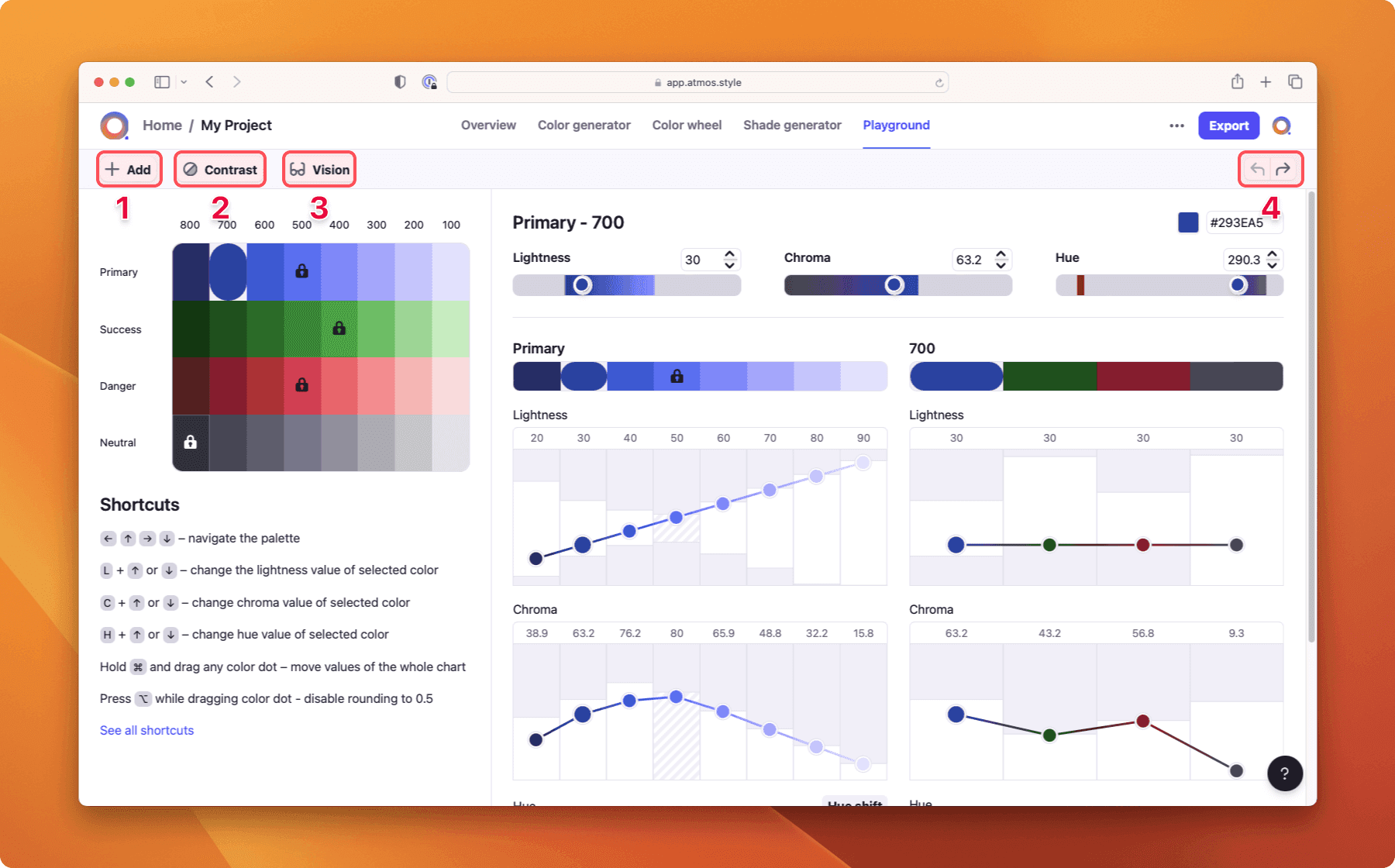 Atmos Playground - Visualisation of palette