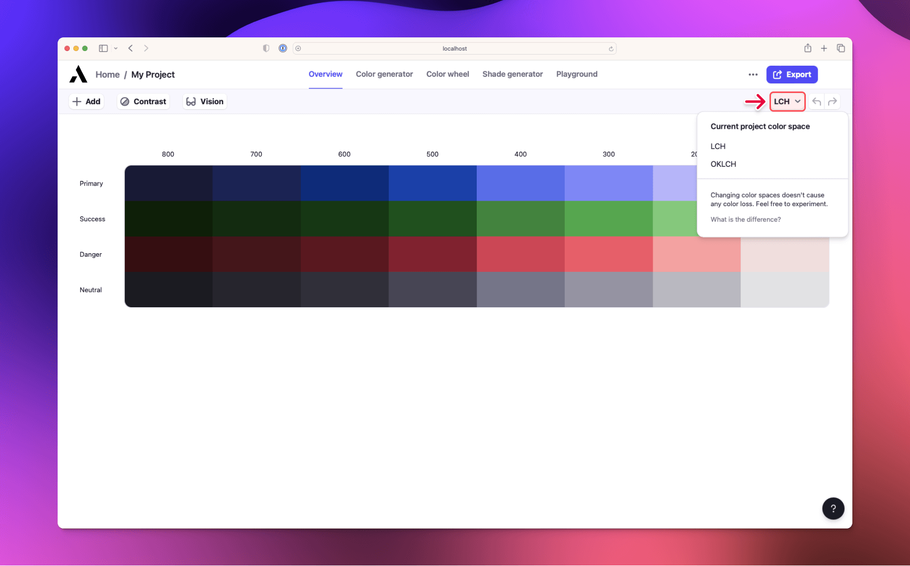 Changing color space in atmos