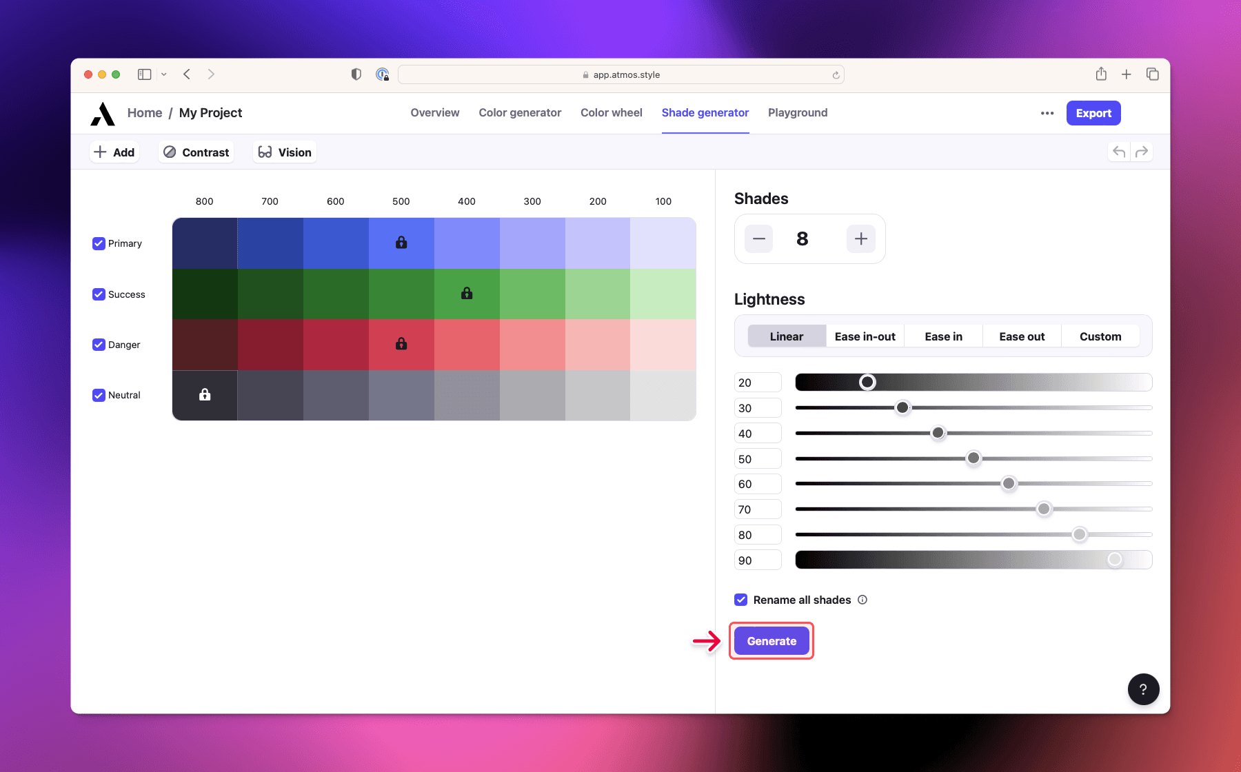Atmos Shade generator - Generate
