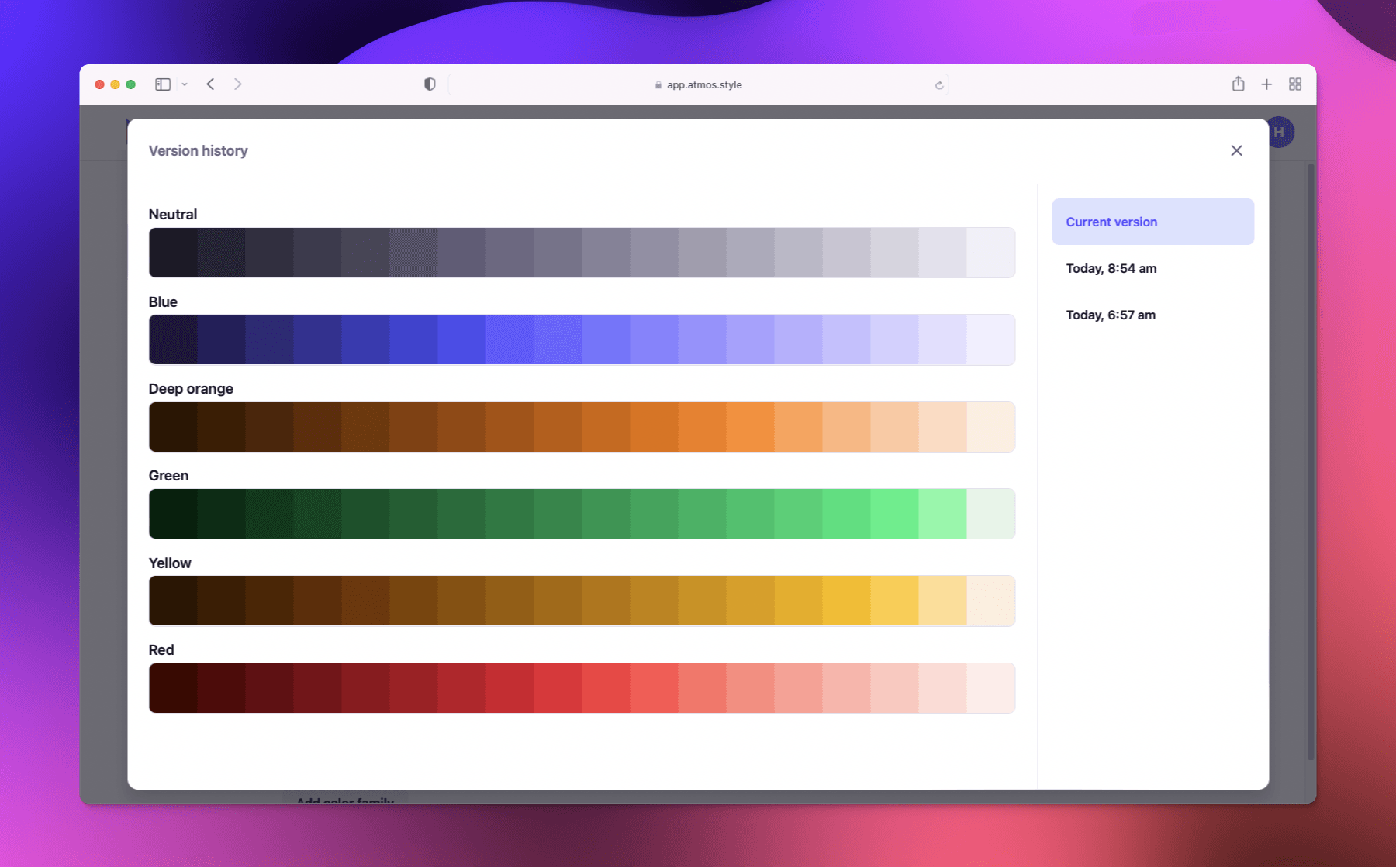 Project version history