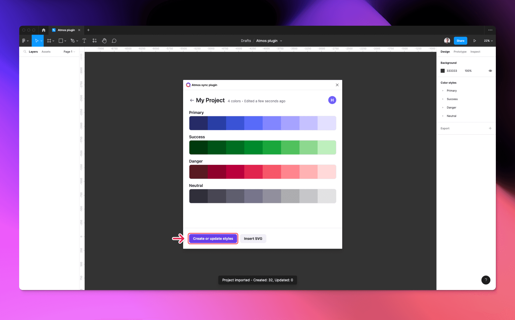 Atmos figma plugin create styles